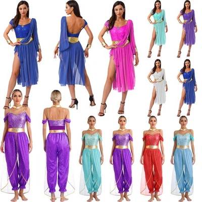 Damen Orient Arabische Prinzessin Pailletten Kleid Unregelmäßige Karneval - Bild 1 von 4
