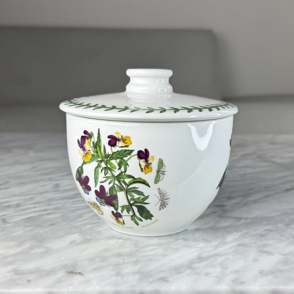 Portmeirion BOTANIC GARDEN Bowl Jam Jelly Bowl with Lid Viola Tricolor Rare - Image 2 of 4