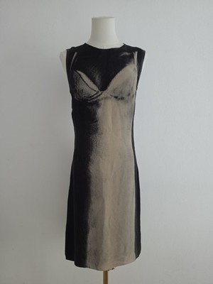 MCQ Alexander McQueen Seidenkleid Schwarz Beige IT42 Designer Kleid S