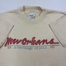 Vintage 1980s New Orleans Jazz T Shirt Adult Medium 1982 Hipster Made In USA