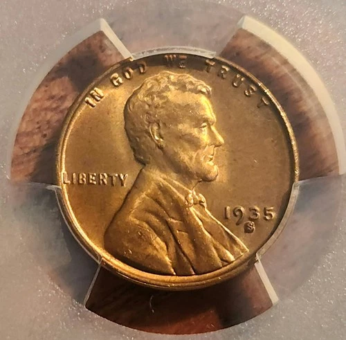 1935 S LINCOLN CENT WHEAT PENNY PCGS MS65 RD