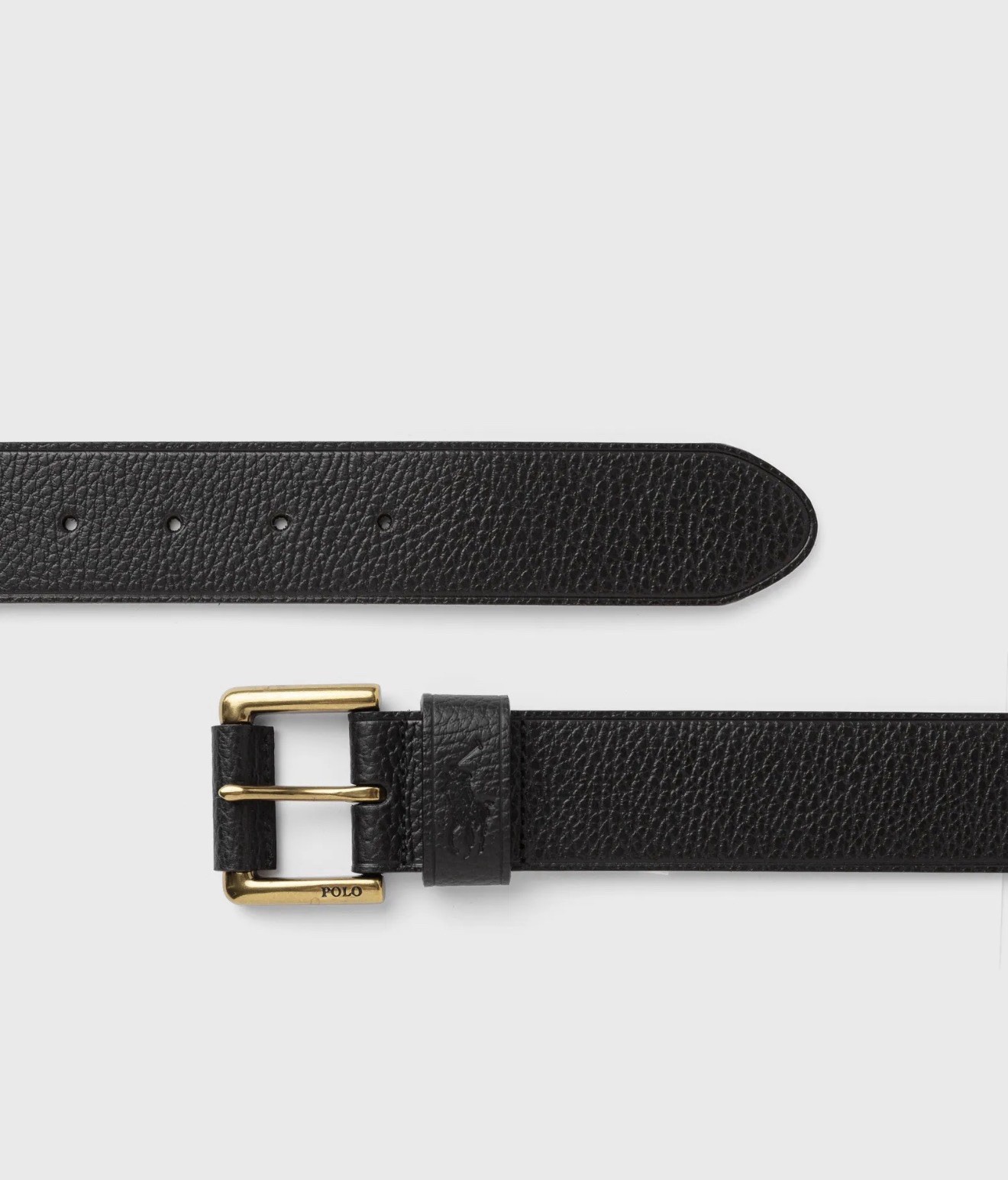 Polo Ralph Lauren Men's Black Dress Belt with Brass Buckle Adjustable Classic