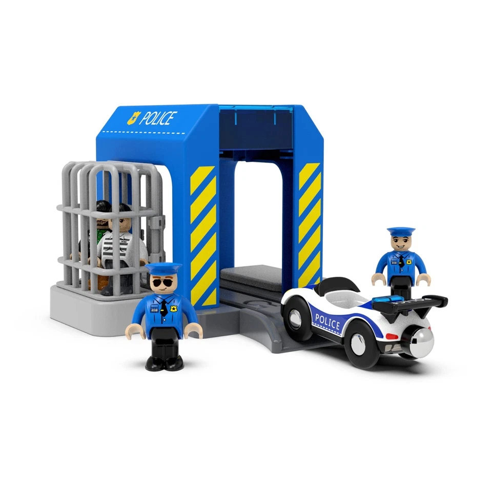 Wooden Train Police Station - Compatible All Major Tracks - Toy for Age 3+ - Image 2 of 4
