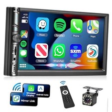Double Din Car Stereo with Wireless Carplay Android auto, 7 Inch Double Din
