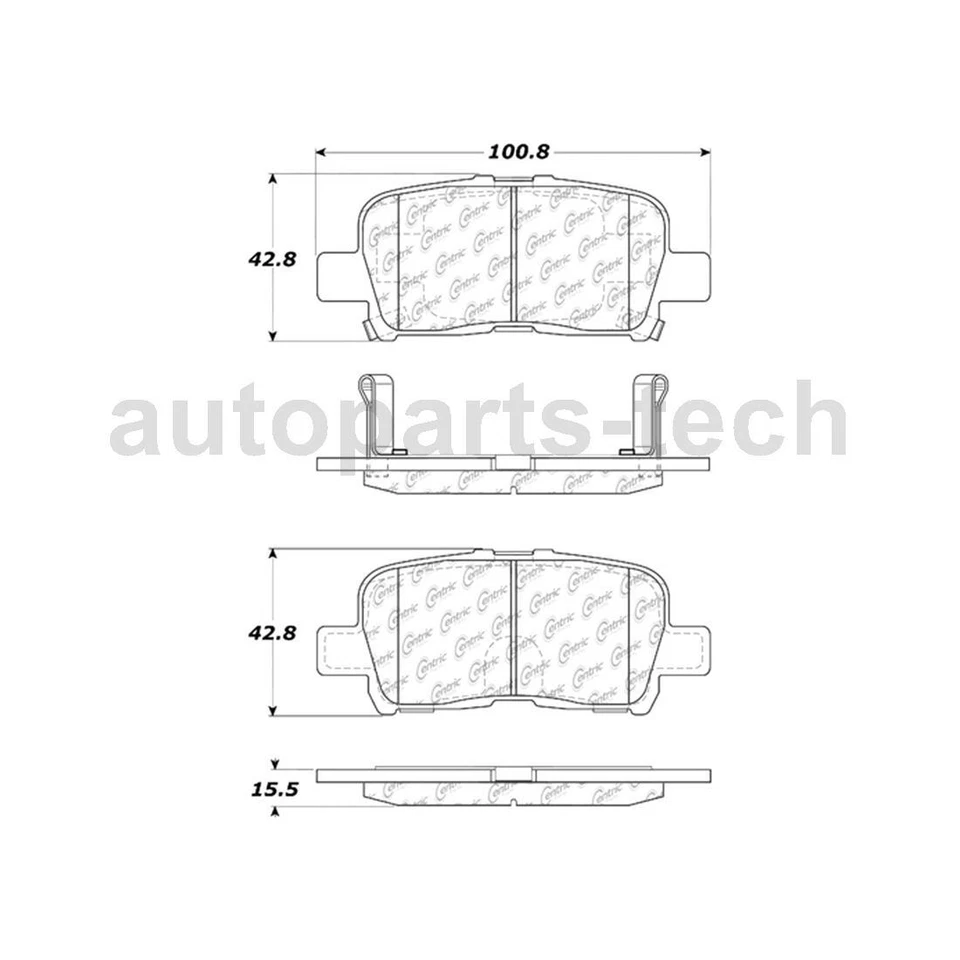 Juego de 2 pastillas de freno de disco delanteras traseras Centric Parts para Honda Pilot 2003~2008 Foto 4 de 4