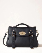 Mulberry 'alexa' In Black Heavy Grain Leather Top Handle Bag Bnwt £1,195 Rrp