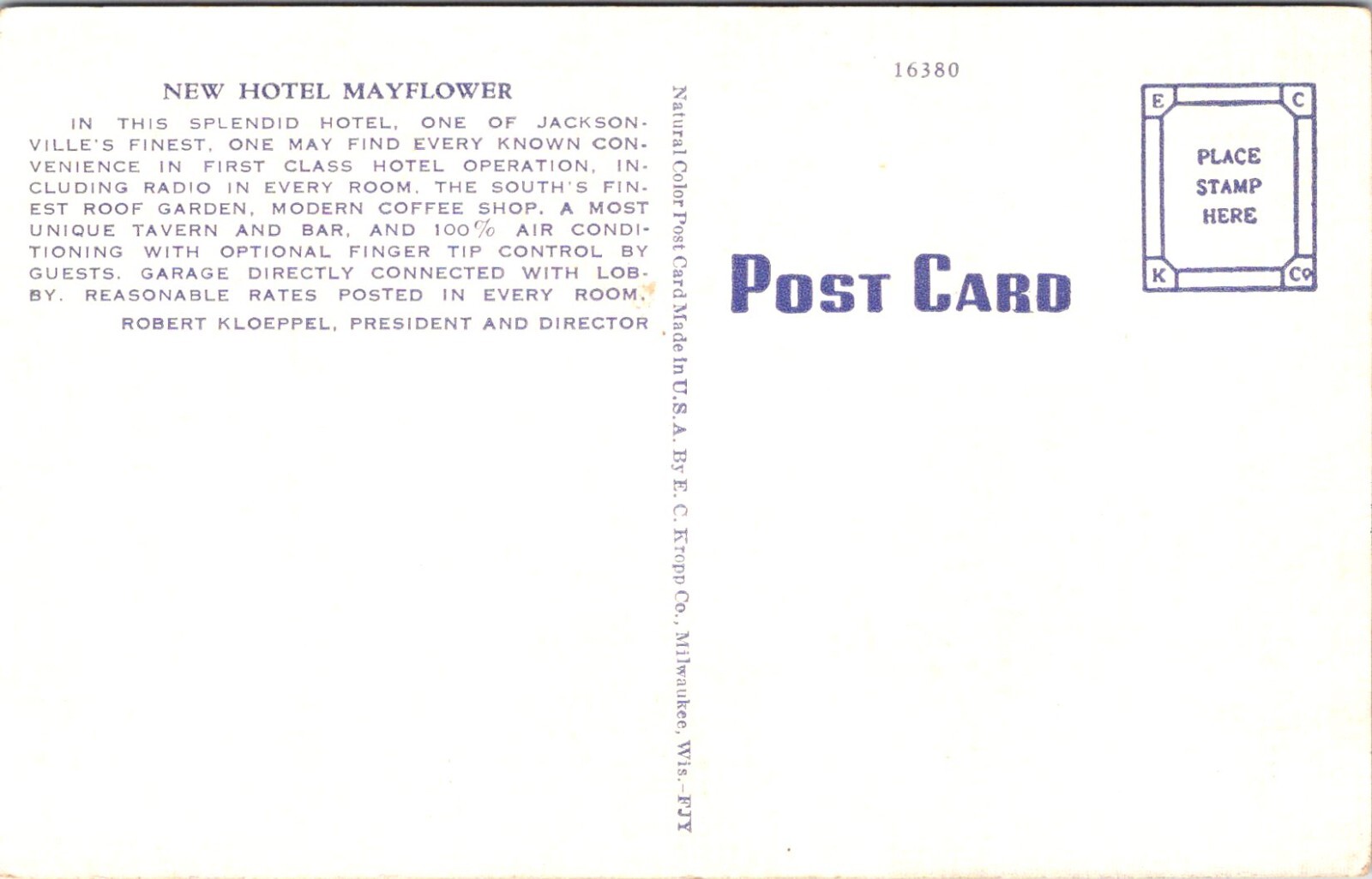 Postcard Hotel Mayflower Sailboat Jacksonville Florida B137 eBay
