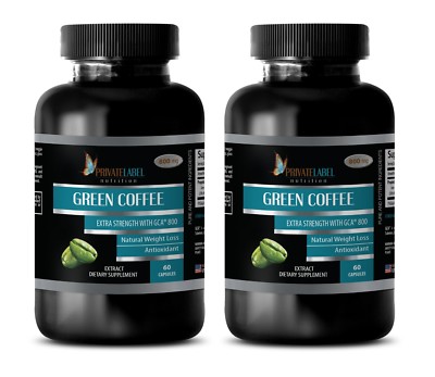 Green Coffee Bean Extract GCA 800 - Detoxify Your Body Fat Burner Pills - 2 Bot