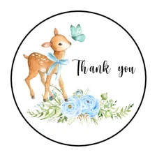 30 1.5" THANK YOU BOY DEER FAVOR LABELS ROUND STICKERS ENVELOPE SEALS