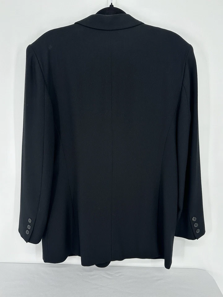 Vtg Liz Claiborne Collection Black Double Breasted Blazer Shoulder Pads Size 14 - Image 2 of 4