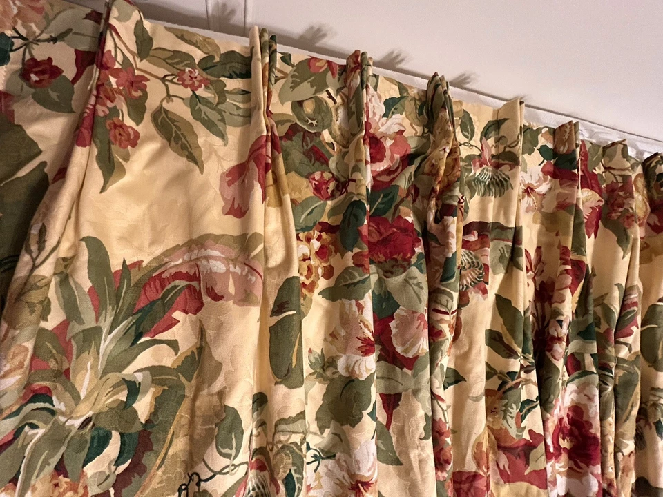 Panel de cortinas individuales personalizado ENORME forro plisado floral damasco apagón 94”L Foto 4 de 4