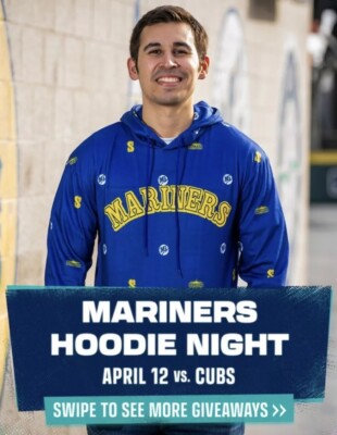 Seattle Mariners 4/12/24 SGA T-Mobile Park Hoodie Blue Sweatshirt