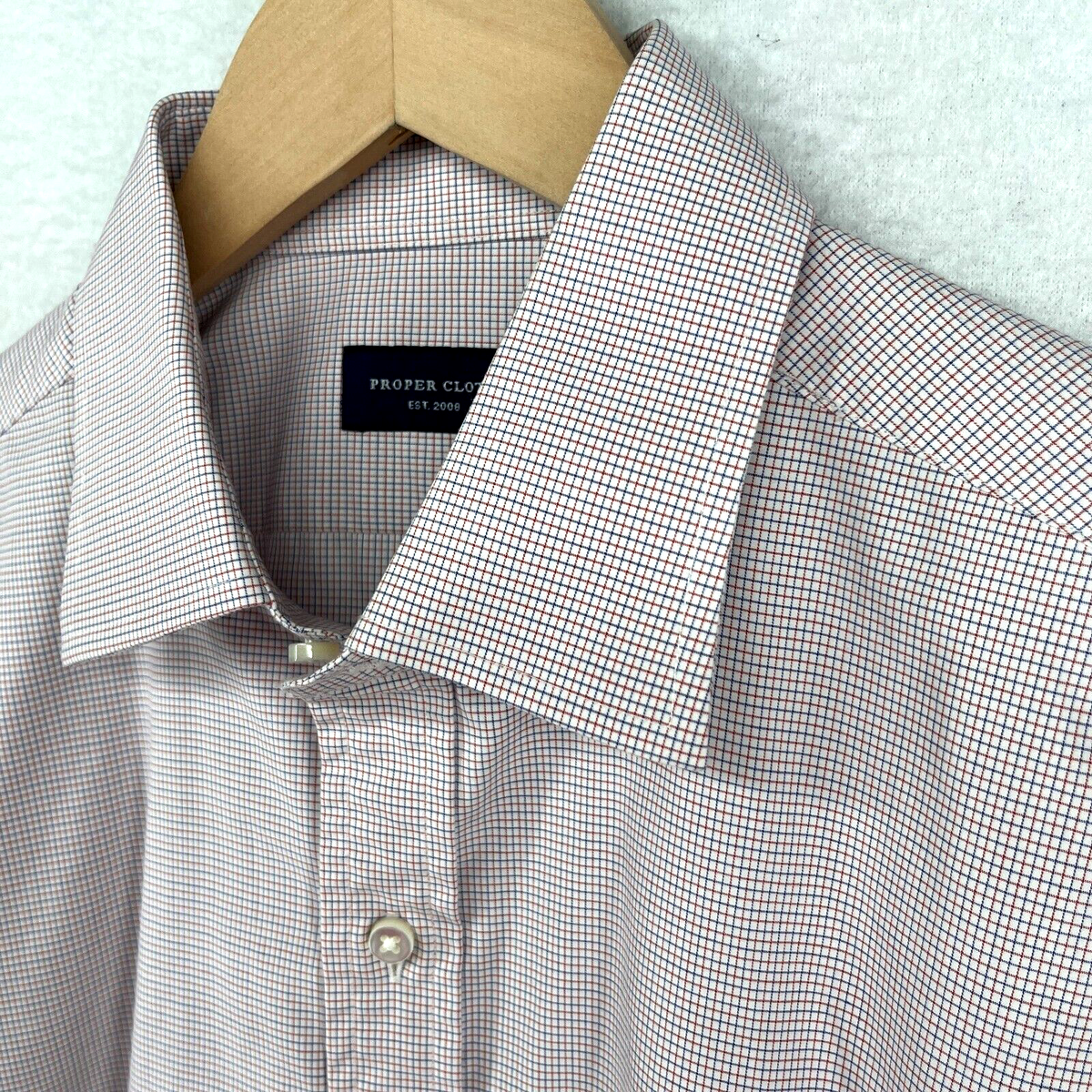 PROPER CLOTH Shirt Mens L Graph Check Custom Button Up Long Sleeve
