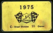 1975 AUTO RACING CLUB ARC Annual License Owner Street Division Vintage Racing