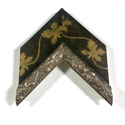 4'' Readymade Wood Picture Frame (Black with Brass Leaves)