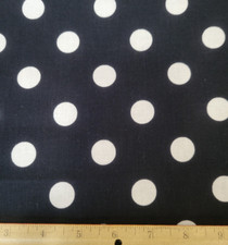 Black Background with Large White Polka Dots Cotton Fabric By The Yard