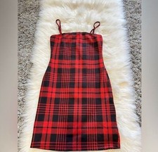 Red plaid dress Size:S fit M