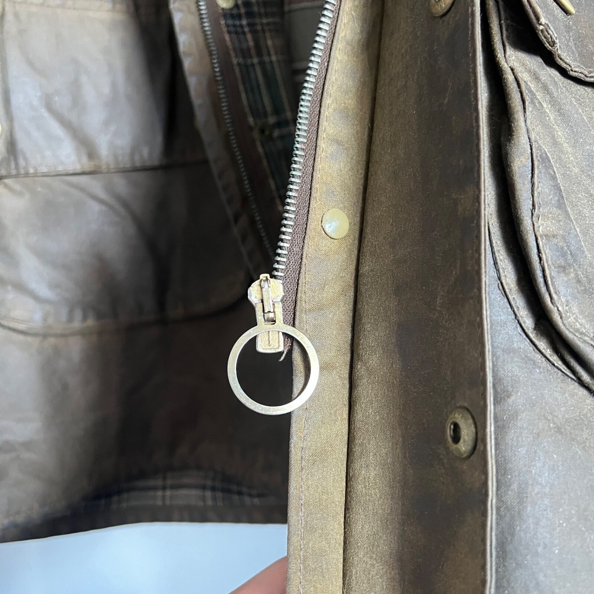 VINTAGE Men's 70'S BARBOUR SOLWAY ZIPPER Waxed Olive Jacket VINTAGE Men's 70'S BARBOUR SOLWAY ZIPPER Waxed Olive Jacket