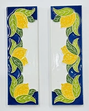 House numbers in Ceramic.2x6 In.Two End Tiles.Made/painted By Hand in ItalY