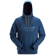 Image of Snickers Mens Workwear Logo Hoodie Sweatshirt Jumper Orange Blue - 2894