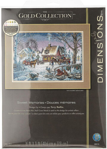 Dimensions Sweet Memories Counted Cross Stitch Kit 16" X 11" Cabin Woods 8816 - 第 1/1 張圖片
