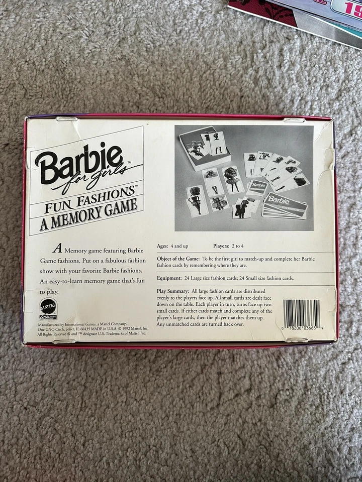 Mattel Barbie Fun Fashions A Memory Game Vintage 1992 Complete All Pieces - Image 4 of 4