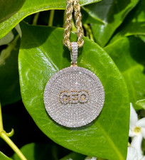4.00Ct Simulated Round Cut Diamond 14k Yellow Gold Plated Silver 925 CEO Pendant