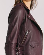 Iro Plum Ashville 100% Lamb Leather Moto Jacket Size F 40/us 8 $1,200