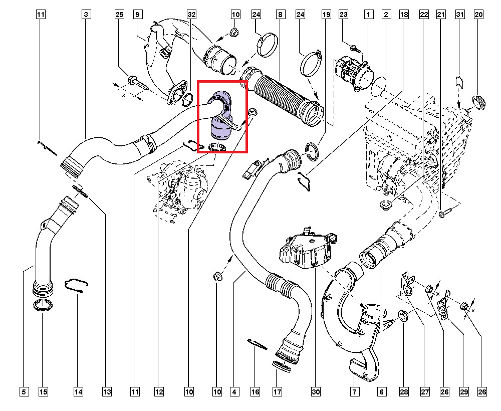 Durite turbo Renault Fluence 1.5 dCi anti-fuite d'air pour réparer la perte de puissance