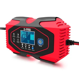 12V/24V  Intelligent Smart Car Battery Charger Pulse Repair LCD Motorcycle