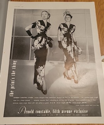 1949 Womens Dorothy O'Hara Floral Print Dress Arnold Constable vintage ad