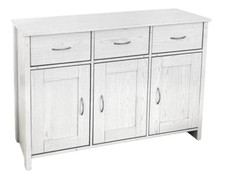 MOBILE SALOTTO MODERNO CREDENZA 3 ANTE 3 CASSETTI BIANCO LEGNO 115*35*H80CM