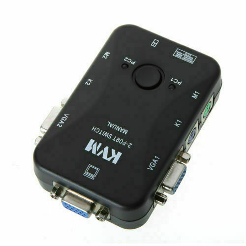 Commutateur KVM Semi-passif 2 Voies VGA/PS2 – Avec Câbles – Réf 065021 – Neuf