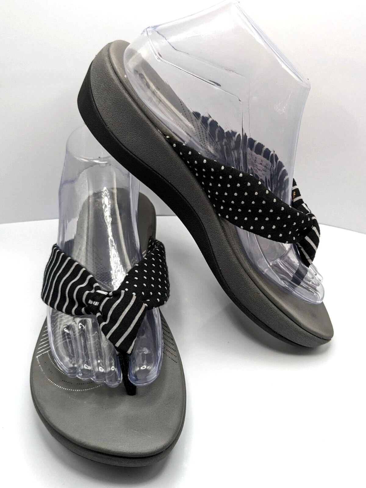 CLARKS Sandali perizoma Clark Cloud Steppers Aria Glison tessuto nero infradito donna 9