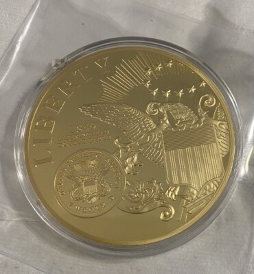 Classic Eagle Colossal Commemorative Coin 24 Ct GP.  Liberty Head Double Eagle