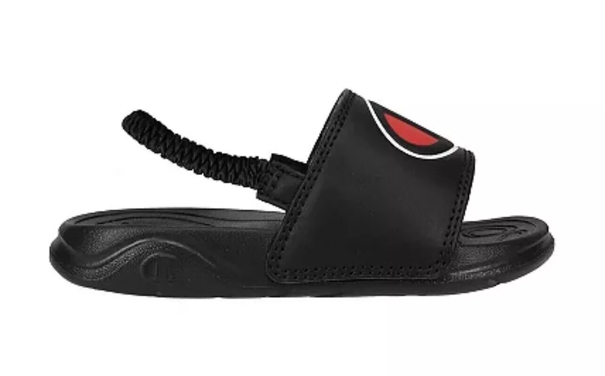 NEW Champion Toddler Mega Big C Slides Sandals w Back Strap Size