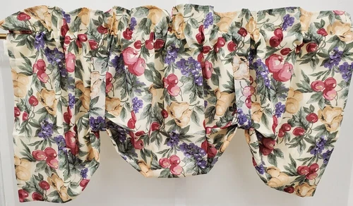 Fruit Harvest Charming Country Print Lined Tie-up Valance or Unlined 30"L Tiers