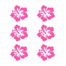 Hibiscus Flower Vinyl Decal 6-Pack – Pink Floral Stickers for Car, Tumbler, Deco