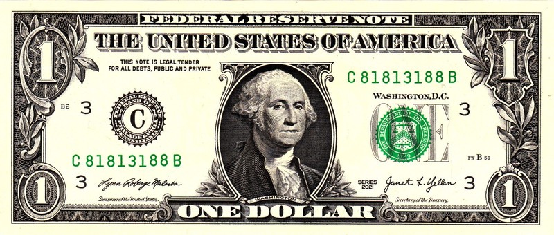$1 2021 Fancy Serial  Uncirulated CU  C81813188B