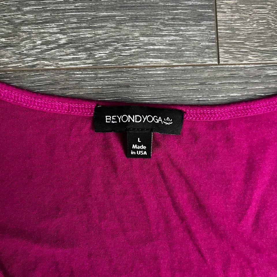 Beyond Yoga Tempting Knit V-Neck Plum Berry Pink Pullover Top Size Large Stretch - Image 3 of 4