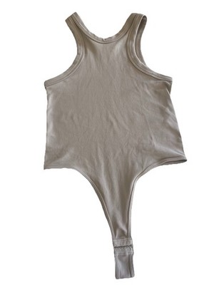 dynamic ribbed high neck bodysuit tan taupe brown one size