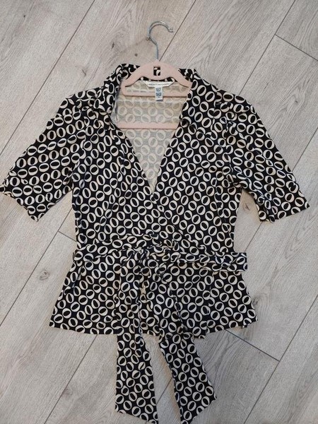 Women Diane Von Furstenberg Shirt Black Silk 36 #7F2O