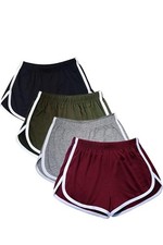 4 Pack Women's Cotton Yoga  Athletic Shorts for Gym, Dance,  Lounge