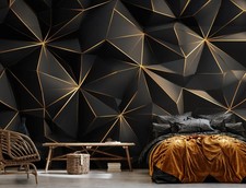 Fototapete Geometrich Gold Schwarz Modern 3D ...