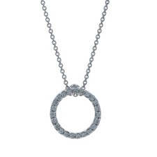 Roberto Coin Tiny Treasures Circle Diamond Necklace White Gold 18k .10ctw Adjust