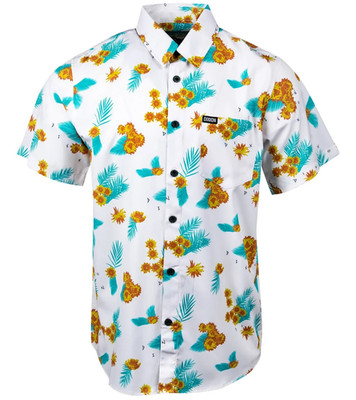 DIXXON Flannel ''Get Pitted'' Men s 2XL XXL Short Sleeve Button Floral Party Shirt