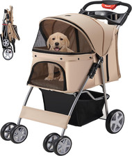 Pet Stroller, 4 Wheels Pet Strolling Cart for Medium/Small Dogs and Cats, Foldab