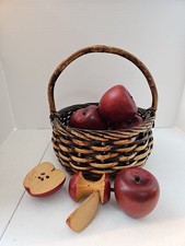 Vintage Hand Woven Wicker Basket 9 x 11  w/ W...