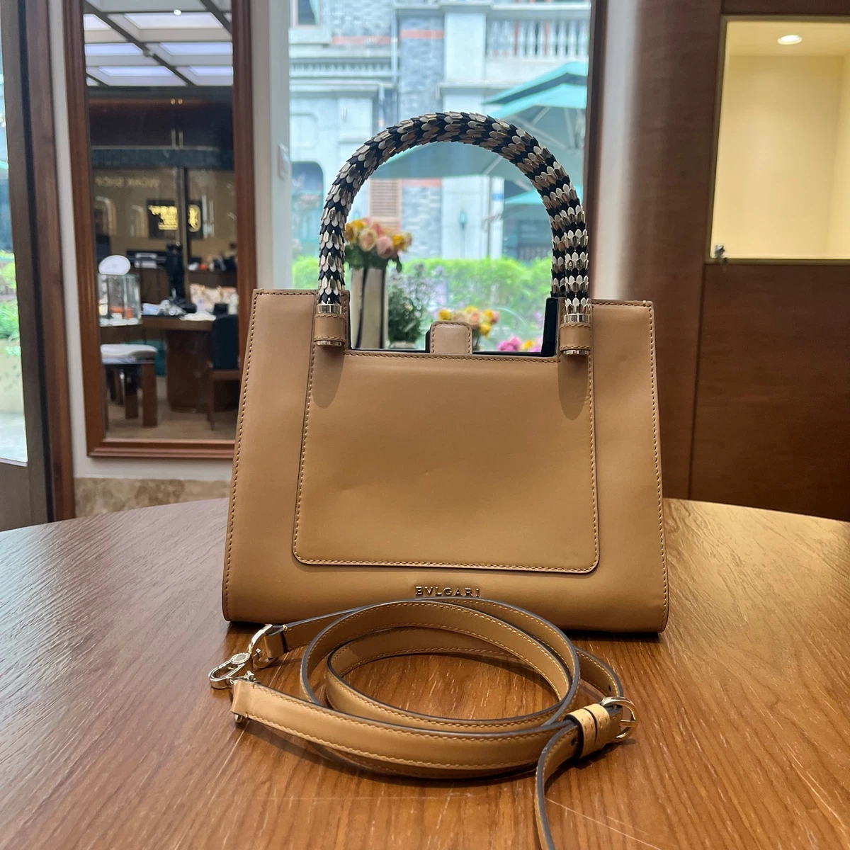 Bvlgari Leather Exterior Brown Bags & Handbags for Women for sale
