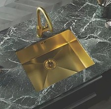 Ellsi Elite Brushed Gold Undermount Kitchen Sink 440x440mm Stainless Steel NEW